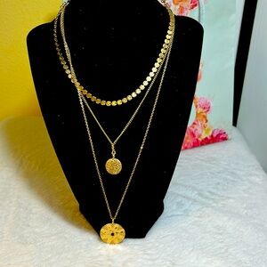 NWT Necklace by Melrose & Market Nordstrom 3 hang from one chain, extender #009